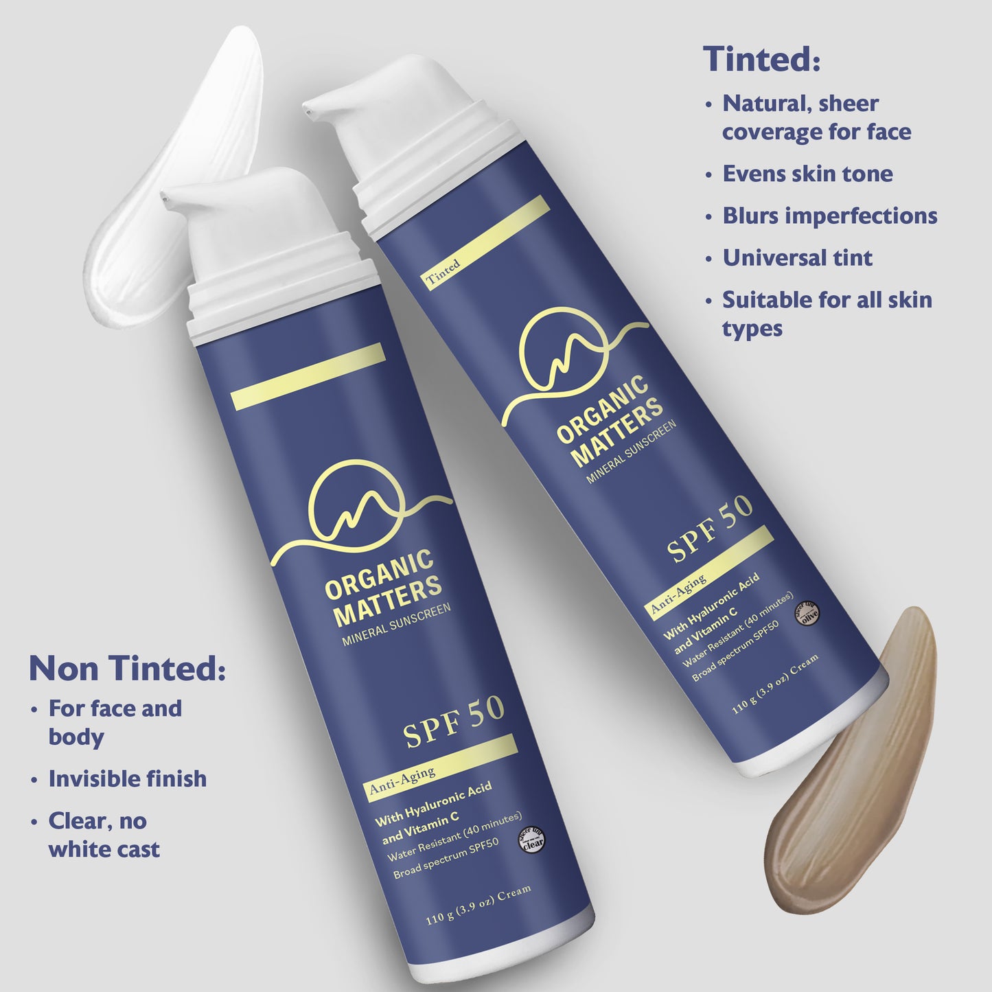 Organic Matters Mineral SPF50 with Hyaluronic Acid + Vitamin C